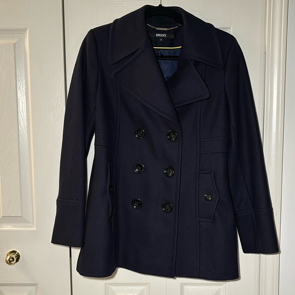 NWOT DKNY Navy Pea Coat - Picture 1 of 7